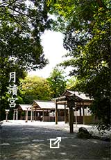 月讀宮。木立の中の社殿